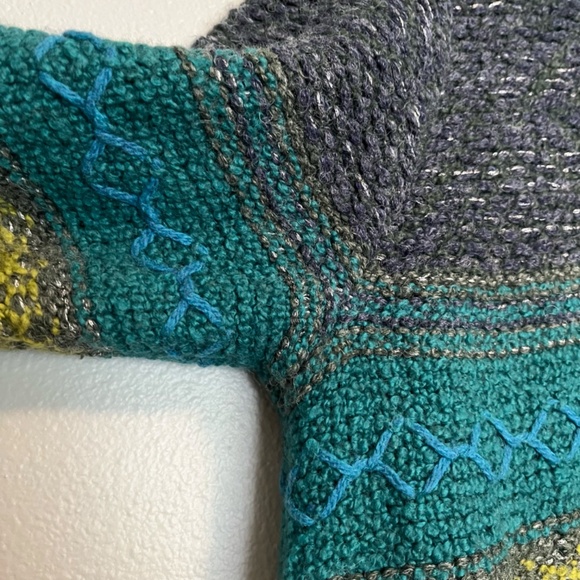 J. Jill -  Mixed Textures Pattern Sweater Jacket Long Wool Cardigan Topper - XL - Picture 8 of 12